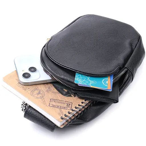 Женская сумка через плечо Vintage из экокожи с акцентом на текстильную лямку 15х25х5 см sum0026956 - фото 8