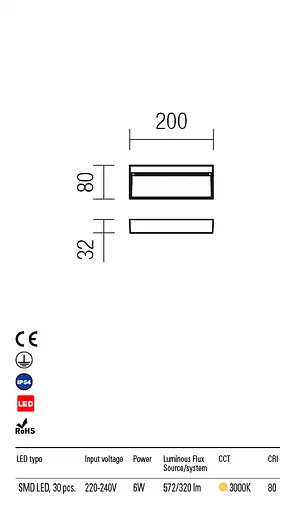 Бра вуличне EVEN AP M LED SMD 6W IP54 DG 3000K (SQ) (5.1.2) Redo 9153 - фото 3