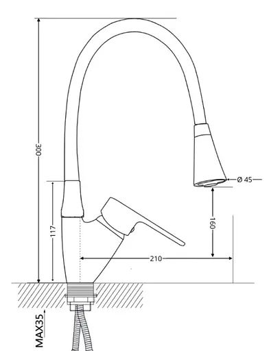 Змішувач для кухні Lidz Tani 008F3 з гнучким виливом (k40) Black / Chrome LDTAN008F3BCR39484 - фото 5