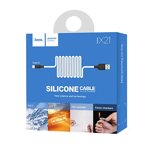 Кабель Hoco X21 Silicone Type-c charging cable Чорний Білий - фото 2