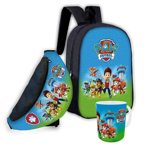 Набір дитячий Щенячий патруль рюкзак 36х27см сумка-бананка, кружка з принтом для хлопчика (01626)
