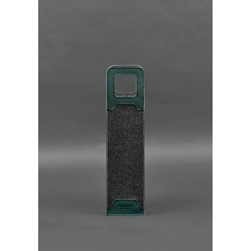 Чехол для вина BlankNote Краст 1.0 из фетра с кожаными вставками зеленый - фото 3