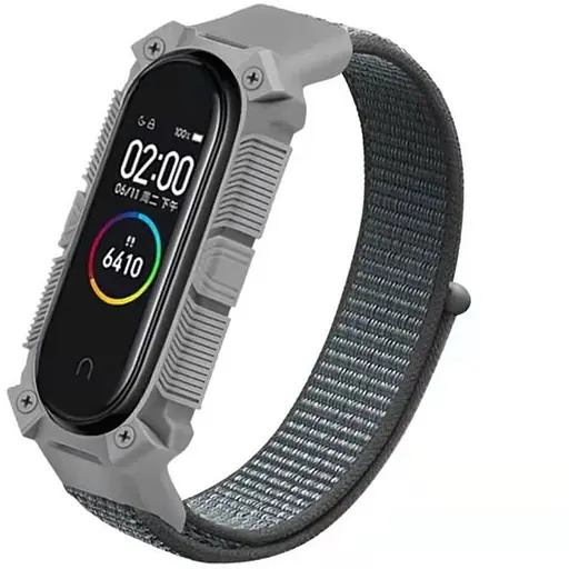 Ремінець Amazfeel для фітнес-браслета Mi Band 3, 4, 5, 6, 7 Armor design нейлоновий сірий