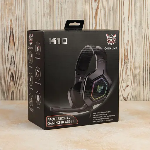 Наушники Onikuma для ПК игровая гарнитура K10 Gaming с подсветкой черная - фото 8
