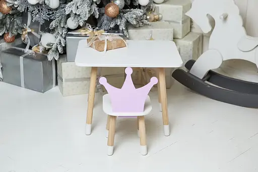 Дитячий прямокутний столик (Білий) та стільчик Корона (Фіолетова) - фото 8