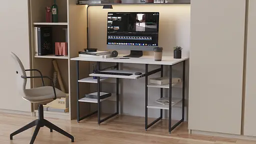 Компьютерный стол Ferrum-decor Тим 75x120x60 черный ДСП Белый 16мм (FRD-103950)