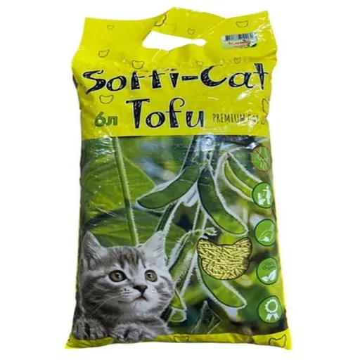 Наполнитель для кошачьего туалета Soffi-Cat Tofu Зеленый чай, соевый 2.6 кг (6 л) 
