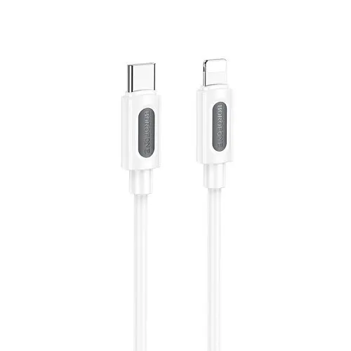Кабель PD Borofone BX114 Structure Silicone Type-C to Lightning 27W/1 м білий