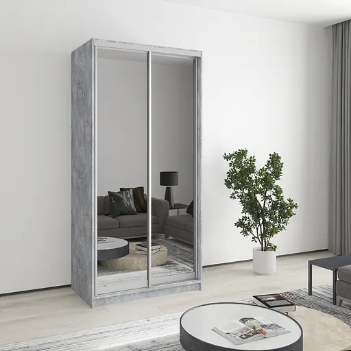 Шафа-купе дводверна MebelStar Стандарт AL 2 Дзеркала 100x45x210 см Бетон (MBS-2495)