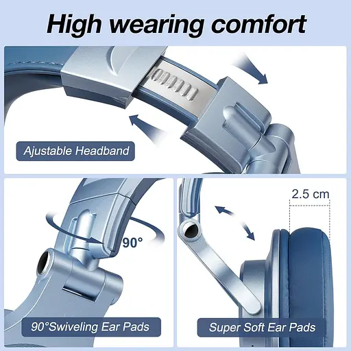 Гарнітура OneOdio Fusion A70, Bluetooth+3,5мм/6,35мм, Sky Blue - фото 5