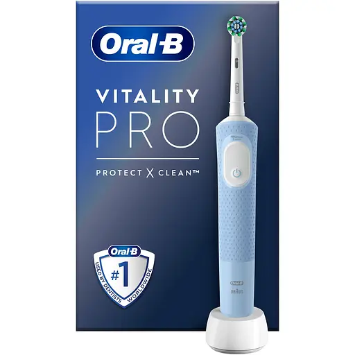 Набор: зубчатая щетка Оral-B Vitality Pro Protect X Clean D103 Blue + зубная паста Oral-B Pro-Science Восстановление эмали Деликатное отбеливание 75 мл - фото 3