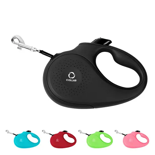 Повідець-рулетка CoLLaR для собак розмір L 50 кг 5 м світловідбивна стрічка чорний - фото 2