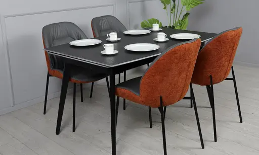 Стол Люкс черный мат 1400/2000х900х760 черные ноги - фото 9