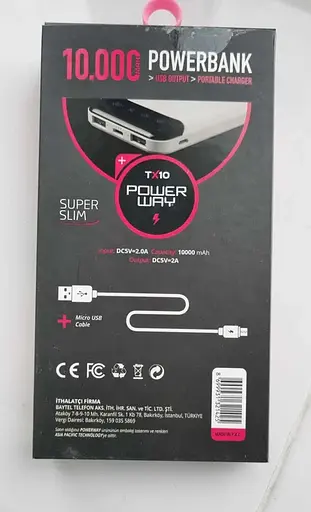 Портативний зовнішній акумулятор Power Bank Powerway TX10 10000mAh (Чорний) - фото 7