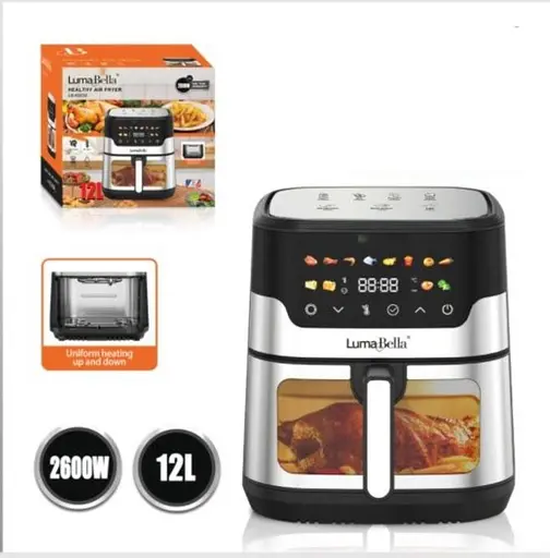 Аерофритюрниця LumaBella LB-60030 з конвекцією та таймером для смаження без олії 12л 2600 Вт Чорний - фото 2