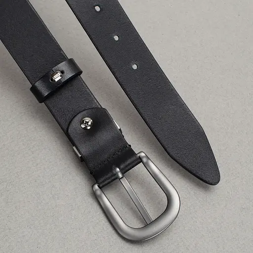 Ремень кожаный женский батальный HC-3092 черный с серебристой пряжкой (145 см) - фото 5