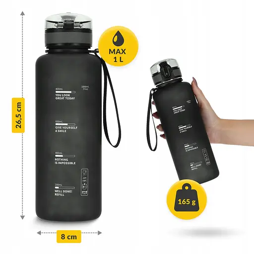 Пляшка для води 4FIZJO спортивна 1000 мл Black (P-5905973403788) - фото 5