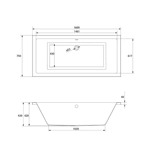 Ванна акриловая Cersant ntro 160X75 S301-067 + ножки - фото 5