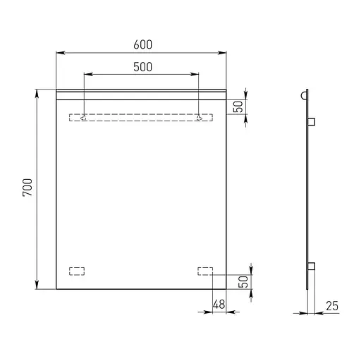 Дзеркало прямокутне 60*70см з верхньою свiтлодiодною пiдсвiткою Volle 16-08-607, Білий матовий - фото 2