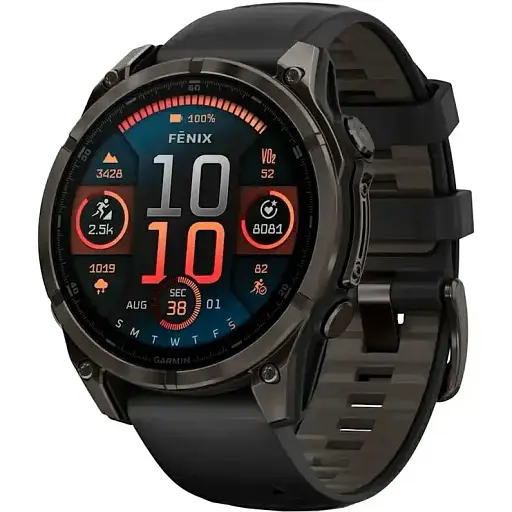Смарт-часы Garmin Fenix 8 47mm Solar Sapphire Carbon Gray DLC Titanium w. Black/Pebble Gray S. Band (010-02906-10)