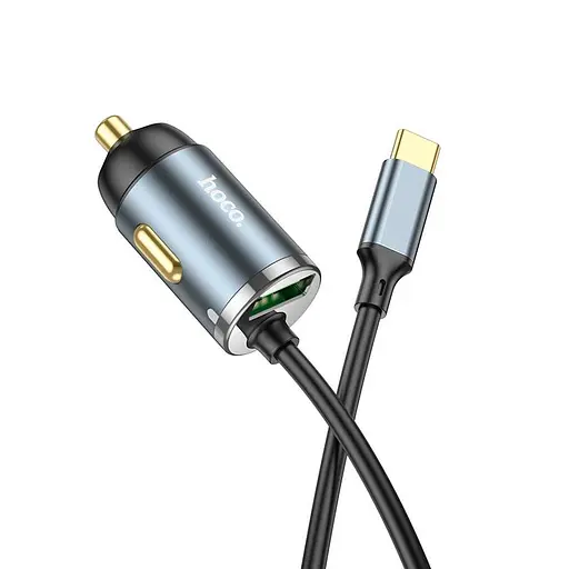 Адаптер автомобильный HOCO Type-C Cable car charger NZ7 серый - фото 8