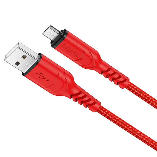 Кабель HOCO X59 USB to Micro 2.4A, 1m, nylon, TPE connectors, Red - фото 1