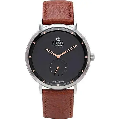 Мужские водонепроницаемые наручные часы Royal London 41470-03 кварцевые с кожаным ремешком