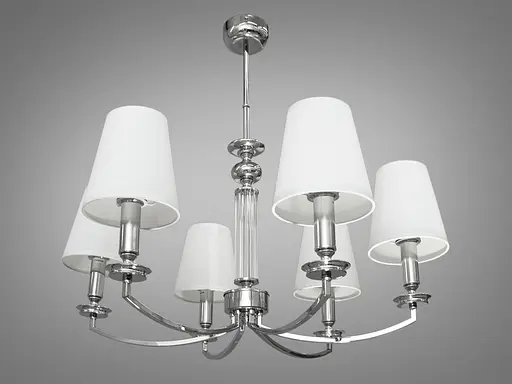 Экстравагантная, современная люстра с тканевыми абажурами на шесть рожков, - фото 2