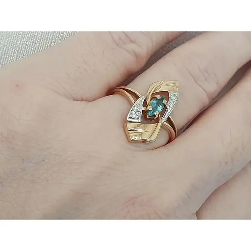 Золотое кольцо с бриллиантами и изумрудом. RE6178K 17,5 - фото 6