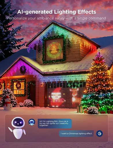 Рождественские огни Govee Christmas Lights 2, праздничная гирлянда RGBWIC 99 футов на 300 светодиодов с функцией отображения формы - фото 3