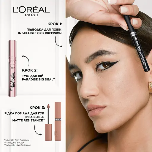 Підводка для контурів повік L'Oréal Paris Infaillible Grip ультратонка матова чорна 1 мл (AA490700) - фото 4
