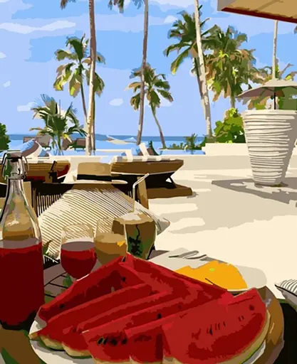 Набір для розпису по номерах Кавун на морі, Strateg, 40x50 см, HH013