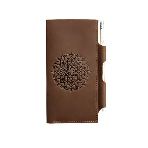 Кожаный тревел-кейс 3.0 светло-коричневый с мандалой Crazy Horse - фото 7