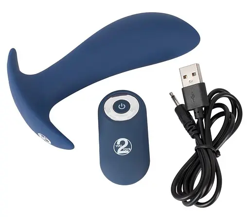 Стимулятор простаты Vibrating Butt Plug, 12 см синий - фото 8