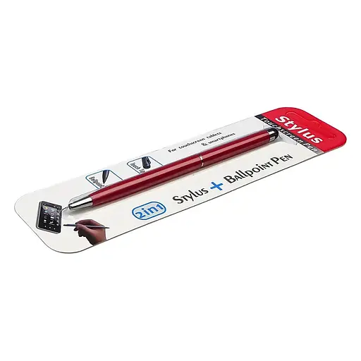 Стилус ємнісний PS100, з кульковою ручкою, металевий, червоний - фото 2
