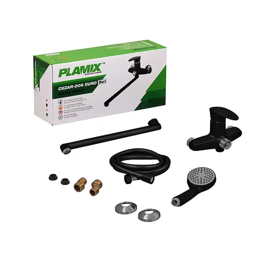 Змішувач для ванни Plamix Cezar-006 Euro SET Matte black PM0690 Чорний матовий - фото 6