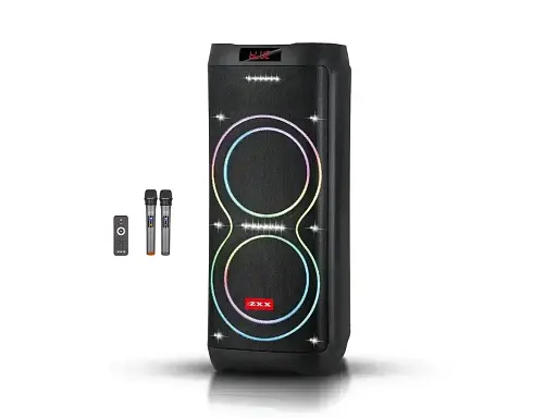 Акустическая переносная колонка ZXX-5560 2x10" TWS/FM/USB/TF/BT/REC/LED/2MIC/ДК 100Вт беспроводная колонка - фото 5