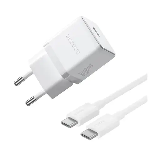 Сетевой адаптер Baseus Palm Fast Charger 1C 30 W + Cable Type-C to Type-C P10111605213-01 Белый - фото 1