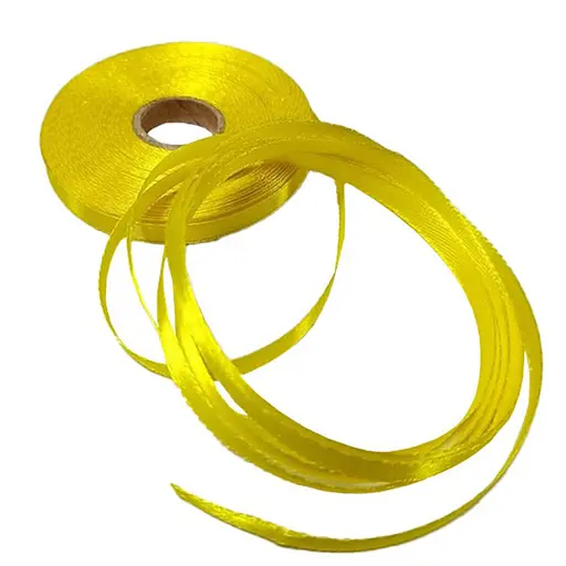 Атласна стрічка для рукоділля Bambi АБ-643, 0.6 см x 23 м, Світло-жовтий - фото 1