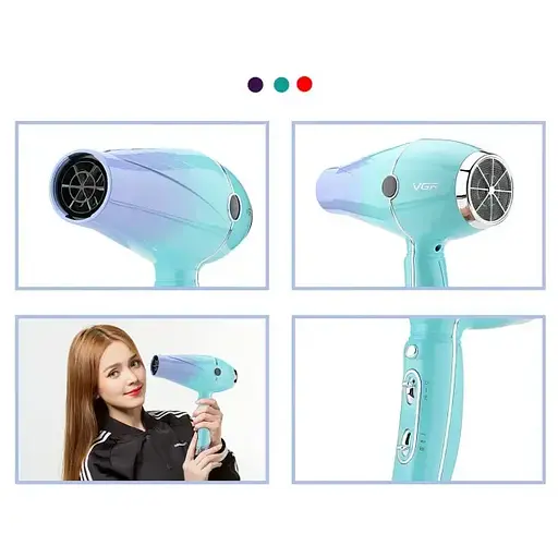 Мощный профессиональный фен VGR-452 2400W + 2 насадки - фото 2