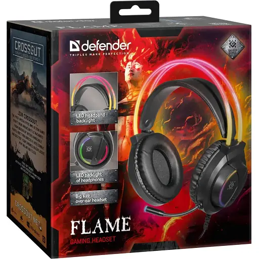 Игровая гарнитура Defender Flame RGB кабель 2 м черная - фото 6