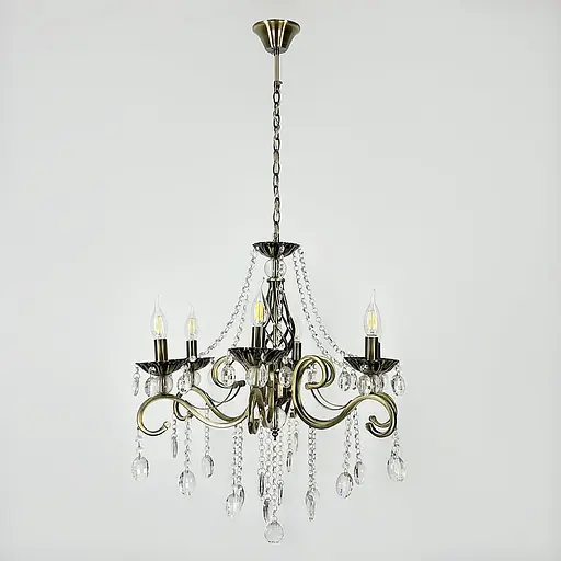 Класична люстра-підсвічник на 6 ламп у бронзовому корпусі Ø 60 см | Арт. 6071/6 AB | Line F - фото 4