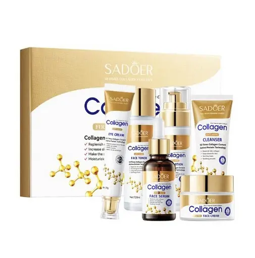 Подарунковий набір антивікової косметики для обличчя Sadoer Collagen 6 в 1 з колагеном - фото 1