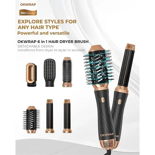 Набор стайлеров для волос OKWRAP 6 в 1 Черный - фото 4