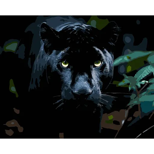 Картина по номерам Strateg Взгляд пантеры на черном фоне 40х50 см (AH1258) - фото 1