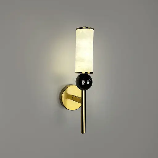 Бра із мармуровим плафоном та овою кулькою у латунному корпусі 37 см Line F Арт. WSR2-130*350 - фото 4