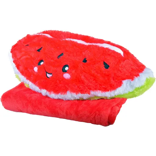 Мягкая игрушка+плед A-Toys Арбуз 25 см (80х120 см) красная