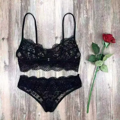 Гарний мереживний комплект чорний XS-S - фото 5