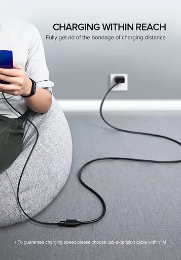 Подовжувач UGREEN US129 USB 3.0 Extension Male Cable 3m (Black) (UGR-30127) - фото 4