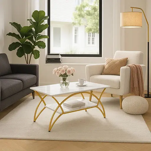 Журнальный столик Costway Antigo из искусственного мрамора - фото 2